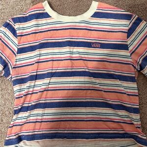 Vans Striped Tee - Peach and Navy
